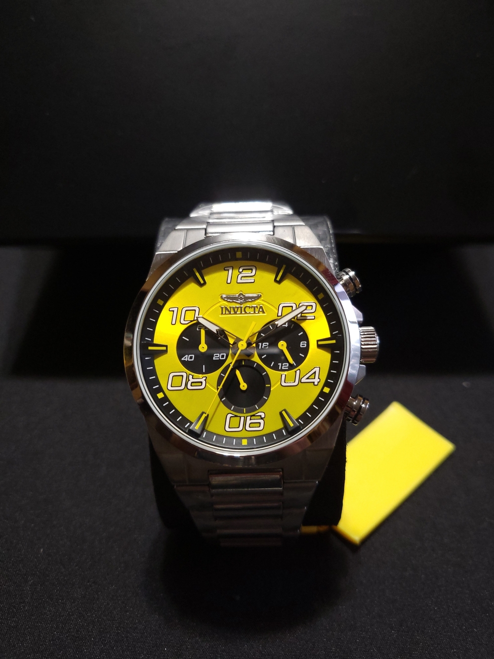 New!Invicta Silver Watch with Yellow Dial and Racing Model Set Watch Model 50420 - Picture 3 of 9
